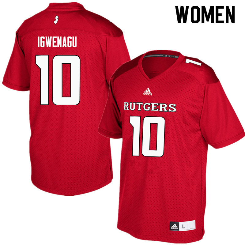 Women #10 Zukudo Igwenagu Rutgers Scarlet Knights College Football Jerseys Sale-Red - Click Image to Close